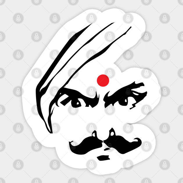 Bharathiyar Angry Face Tamil Poet Quote Tamil Adesivo Teepublic It