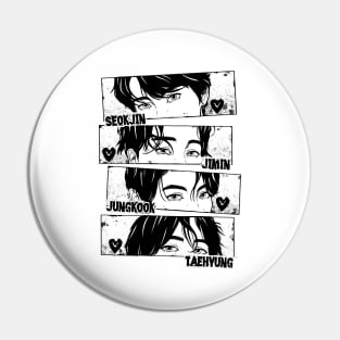 Seokjin, Jimin, Jungkook, and Taehyung Vocal Line Grunge Style Pin