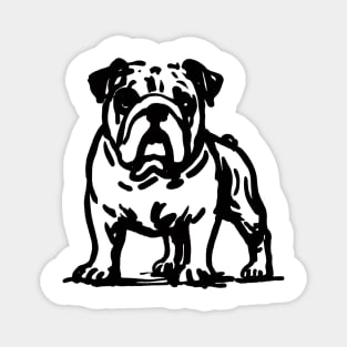 Stick figure bulldog in black ink Magnet