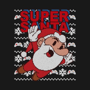 Retro Games Super Santa - knitted ugly Christmas T-Shirt