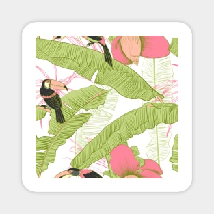 Seamless floral background with petunia toucan Magnet