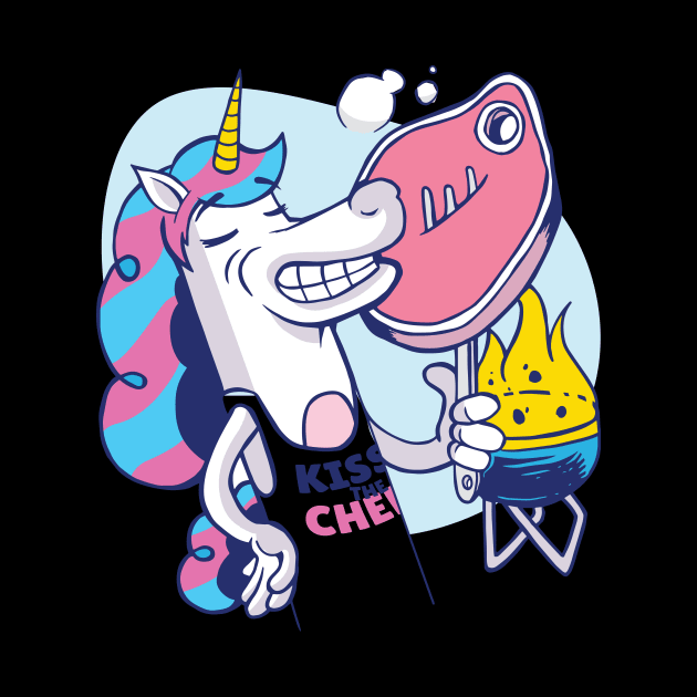unicorn chef bbq fun by Midoart