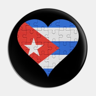 Cuban Jigsaw Puzzle Heart Design - Gift for Cuban With Cuba Roots Pin