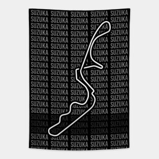 Suzuka - F1 Circuit - Black and White Tapestry