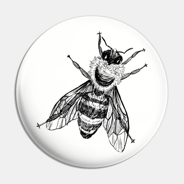 Vintage Honey Bee Drawing for World Bee Day Pin by drumweaver