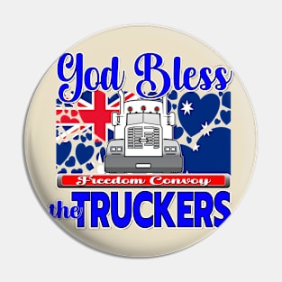 GOD BLESS THE TRUCKERS - FREEDOM CONVOY AUSTRALIA - AUSTRALIA FLAG WITH HEARTS Pin