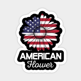 American Flower America Flag 4th July Magnet