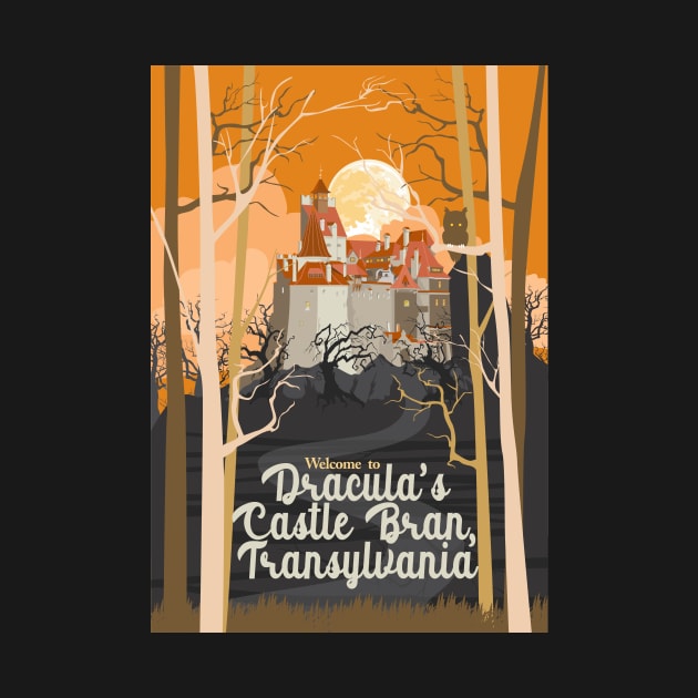 Travel Poster Transylvania, Bran castle, Dracula 3 by qpiii