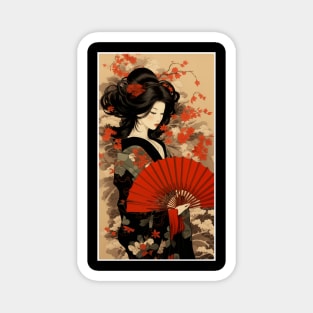 Oiran (Red fan) Magnet