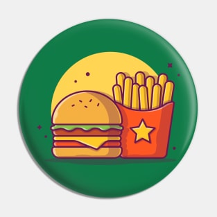 Burger With French Fries Cartoon Vector Icon Illustration (3) Pin