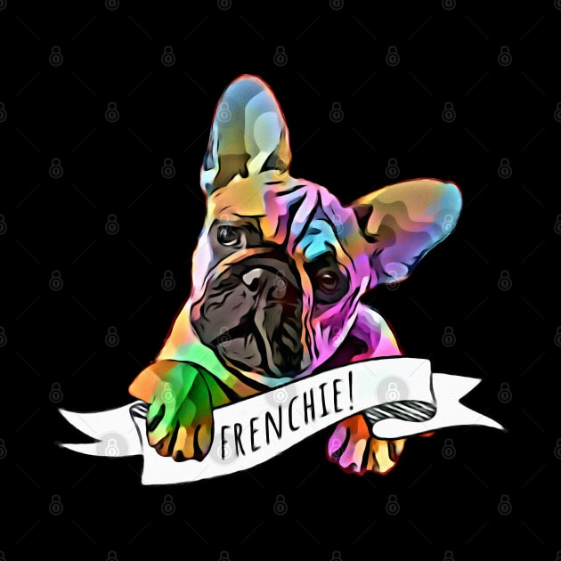 French bulldog colorful, franchie vintage style by Collagedream