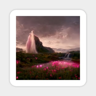 Japanese Pink Flower Field Magnet