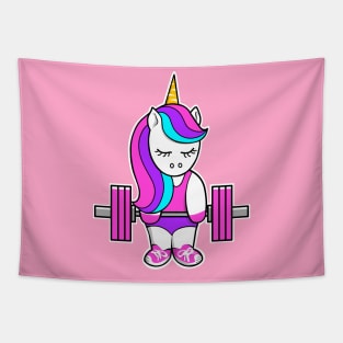 weightlifting unicorn, barbell unicorn, unicorn strong, fitness girl Tapestry