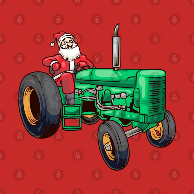 Farmer Santa Claus Farm Farming Tractor Christmas by E