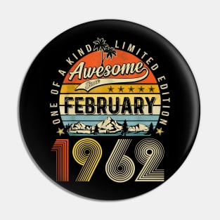 Awesome Since February 1962 Vintage 61st Birthday Pin