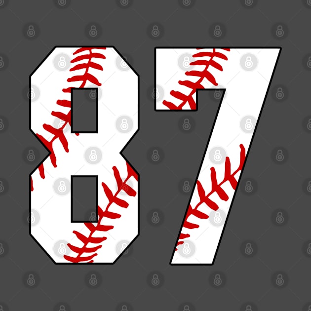 Baseball Number 87 #87 Baseball Shirt Jersey Favorite Player Biggest Fan by TeeCreations