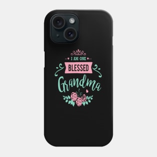 I Am One Blessed Grandma Peach Teal Floral Phone Case