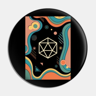 80s Funk Polyhedral D20 Dice Pin