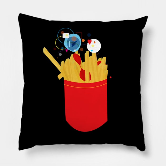 french fries and ketchup Pillow by momomoma