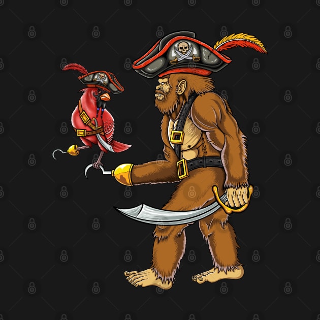 Bigfoot and red cardinal bird pirate by Artardishop