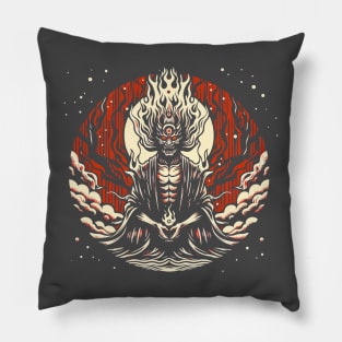 Monster yokai in flames Japanese folklore Pillow