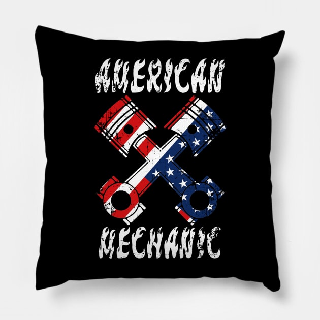 american mechanic t-shirt design Pillow by Studio Paman