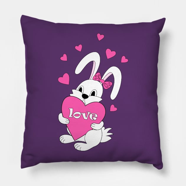 bunny with love Pillow by Alina