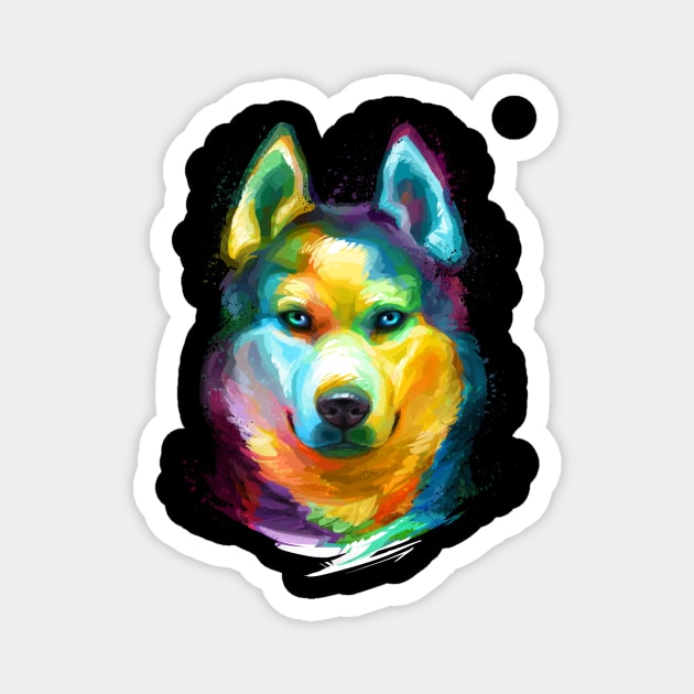 Siberian Husky Colorful Portrait Magnet by stonemask