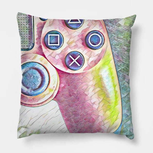 ps4 controller watercolor Pillow by Guntah