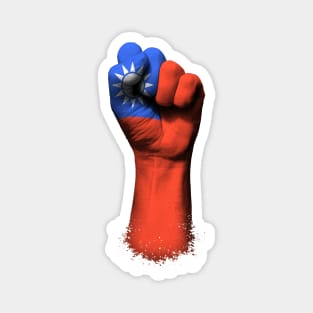 Flag of Taiwan on a Raised Clenched Fist Magnet