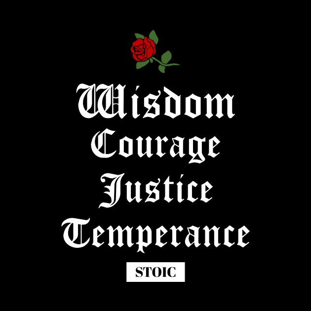 Stoic Virtues - Wisdom, Courage, Justice, Temperance by Autonomy Prints