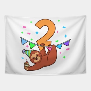 I am 2 with sloth - kids birthday 2 years old Tapestry