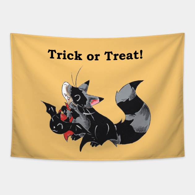 Double Masked Trick or Treater (With Text) Tapestry by KristenOKeefeArt