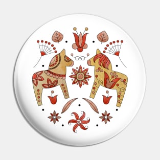 Scandinavian Folklore Dala Horses Pin