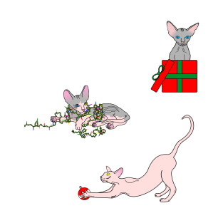 christmas sphynx (naked cat) ugly sweater design T-Shirt