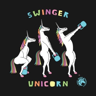 Kettlebell Swinger Unicorn Outline T-Shirt