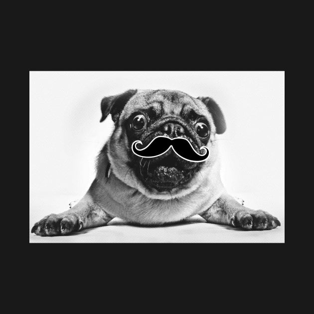 Cute Pug Mustache - Funny Dog Beard Gift by biNutz