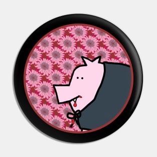 Portrait of a Halloween Horror Vampire Pig Pin