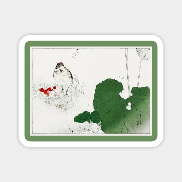 Eurasian tree sparrow illustration by Watanabe Seitei Magnet by Veiovis