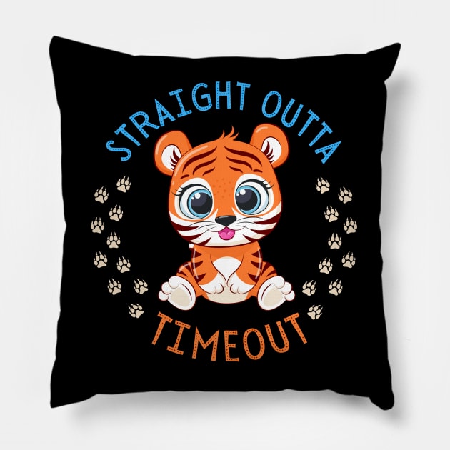 Straight Outta Timeout Cute and Smart Cookie Sweet little tiger cute baby outfit Pillow by BoogieCreates