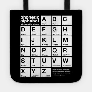 Funny Phonetic Alphabet Chart When On The Phone Tote