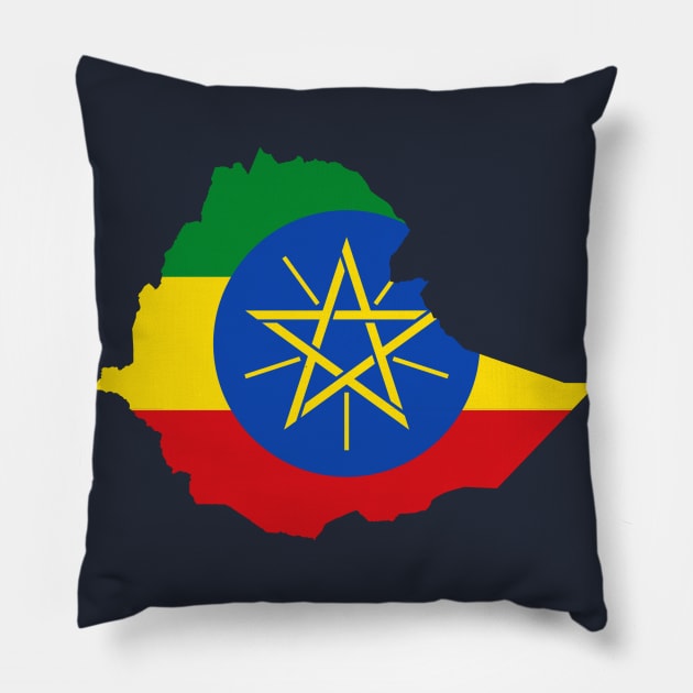 Ethiopia Flag Map Pillow by Historia