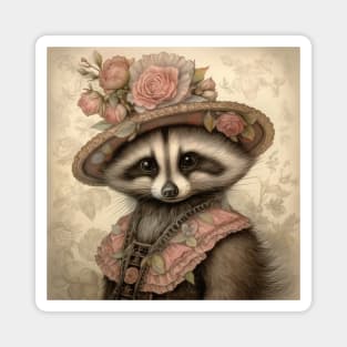 Storybook Illustration Raccoon Anthropomorphic Animals Portrait Magnet