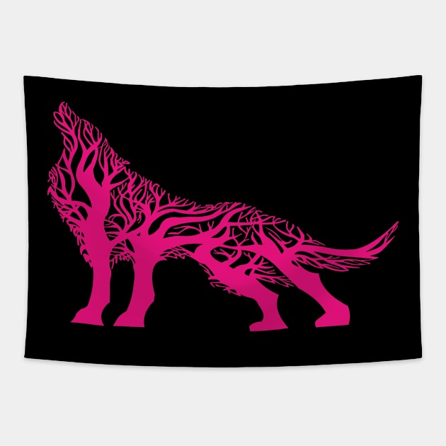 Wolf tree blend cute cool colorful Tapestry by Okuadinya