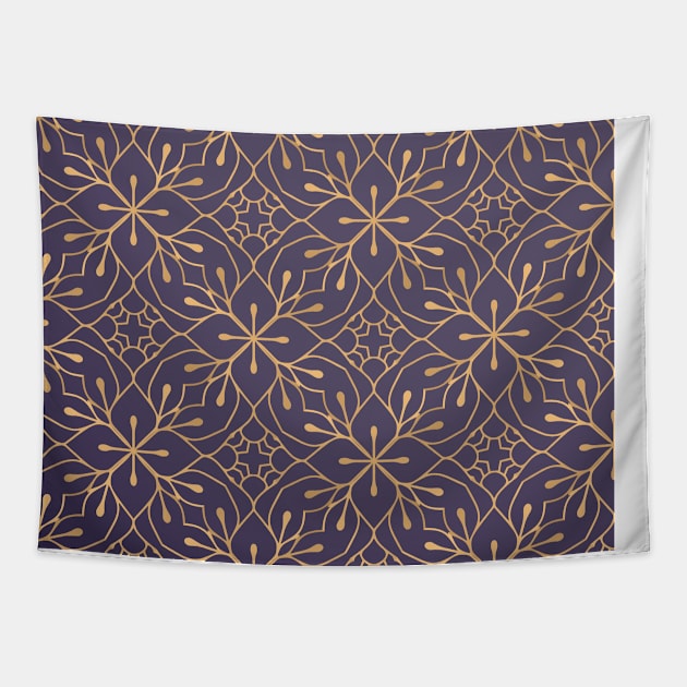 Golden flowers pattern Tapestry by Heart'sdesire_20