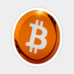 Bitcoin Button - Chrome Magnet