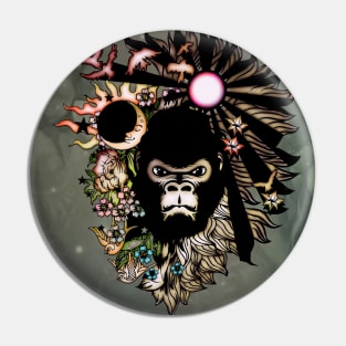 Wonderful gorilla with flowers Pin