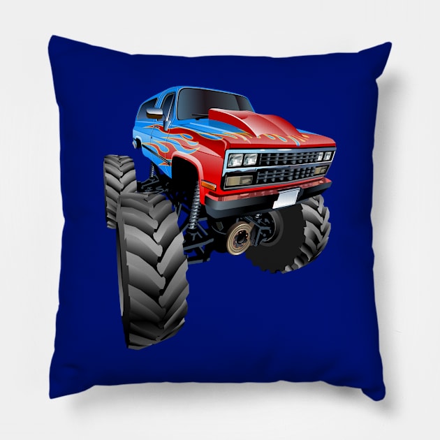 Cartoon Monster Truck Pillow by Mechanik