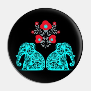 Elephant and Floral Design Pin