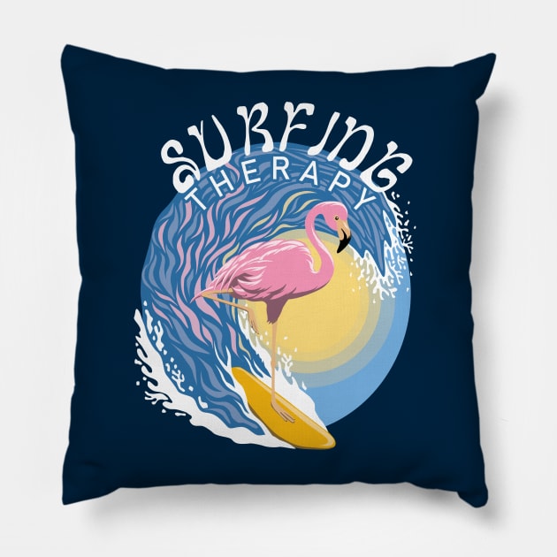 Surfing Therapy Pillow by TMBTM